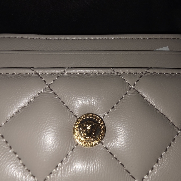 Versace Taupe Quilted Wallet with Gold Accent - Picture 5 of 8